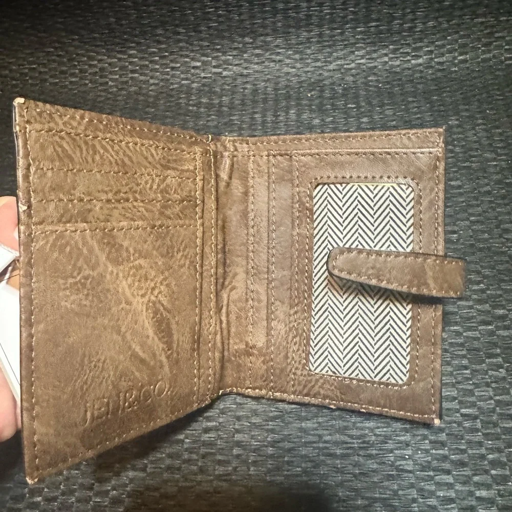 Jen and Co Plaid Wallet with Brown Trim